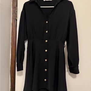 Zara Black Collared Dress